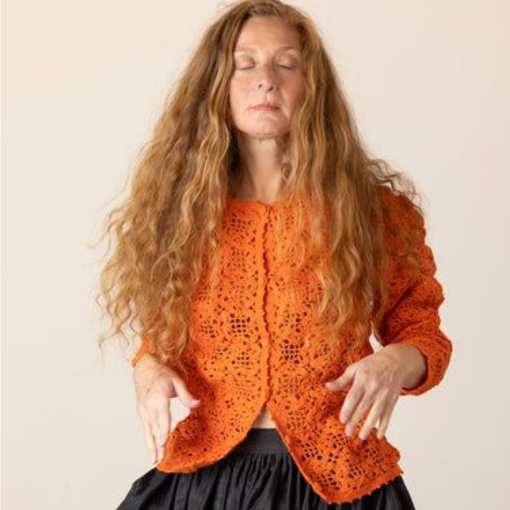 NWT Nikki Chasen Dita Crochet Cardigan in Tomato